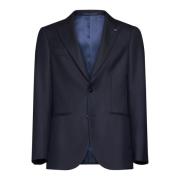 Midnight Blue Wol Blazer met Peak Revers D4.0 , Blue , Heren