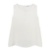 Satijnen Top met Achterknoopsluiting Motivi , White , Dames