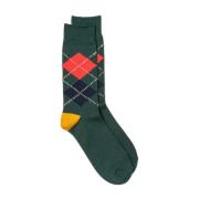 Argyle Crew Socks Dark Green/Yellow RoToTo , Multicolor , Unisex