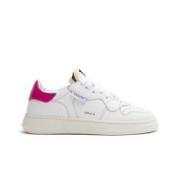 Witte Leren Sneakers met Roze Inzetstukken RUN OF , White , Dames