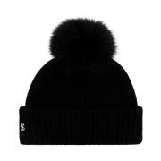 Beanie met logo Yves Salomon , Black , Dames