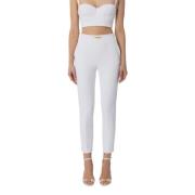 Witte Broek Ivoor Synthetische Stof Elisabetta Franchi , White , Dames