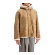 Omkeerbare Shearling Hoodie Jas Brunello Cucinelli , Beige , Dames