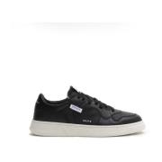 Zwarte Leren Sneakers met Rubberen Zolen RUN OF , Black , Heren