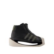 Zwarte Leren Sneakers - Ronde Neus Y-3 , Black , Heren