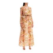 Bloemen Linnen Diepe Maxi Jurk Zimmermann , Pink , Dames