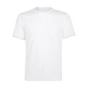 Geribbeld Katoenen Jersey Ronde Hals T-Shirt Eleventy , White , Heren