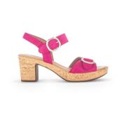 Roze Suède Sandalen met Kurk Zool Gabor , Pink , Dames