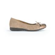 Beige Leren Ballerina Schoenen Gabor , Beige , Dames