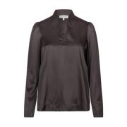 Zijden Blouse Amara V-hals Stijl Dea Kudibal , Brown , Dames