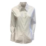 Witte Blouse Slim Fit Puntkraag Odeeh , White , Dames