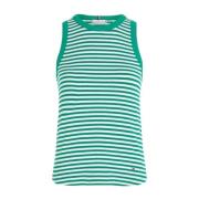 Gestreepte Rib Tanktop voor Vrouwen Tommy Hilfiger , Green , Dames