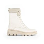 Beige Leren Militaire Laarzen Gabor , White , Dames