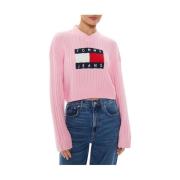 Roze Sweater Casual Modieus Ronde Hals Tommy Jeans , Pink , Dames