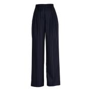 Stijlvolle Pinstriped Flanellen Broek met Plooien Vicario Cinque , Blu...