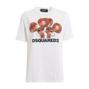 Wit Katoenen Logo T-Shirt Ss22 Dsquared2 , White , Dames