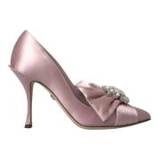 Roze Kristal Satijn Hoge Hakken Pumps Dolce & Gabbana , Pink , Dames