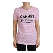 Gestreepte Liefdesaffaire Katoenen T-shirt Dolce & Gabbana , Pink , Da...