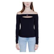 Zwarte Longsleeve T-shirt Tommy Jeans , Black , Dames