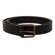 Zwarte leren riem met metalen gesp Dolce & Gabbana , Black , Heren