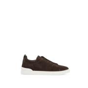 Suede Triple Stitch Slip-On Sneakers Ermenegildo Zegna , Brown , Heren