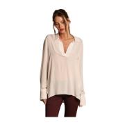 Elegante Viscose Damesblouse Mason's , Beige , Dames