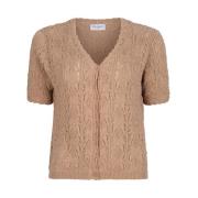 Korte Mouw Cardigan Kendra Top Lofty Manner , Brown , Dames