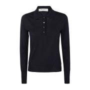 Navy Knit Polo in Virgin Wool Golden Goose , Blue , Dames