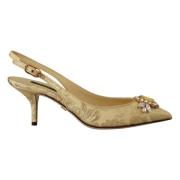 Gouden Kristal Slingback Hakken Dolce & Gabbana , Yellow , Dames