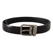 Zwarte leren riem met metalen gesp Dolce & Gabbana , Black , Heren