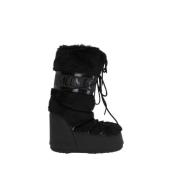 Zwarte sneeuwlaarzen met imitatiebont Moon Boot , Black , Dames