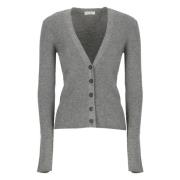 Grijze Cashmere Blend V-Hals Vest Brunello Cucinelli , Gray , Dames