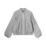 Viscose Blouson Blouse Lange Mouw Summum Woman , Gray , Dames