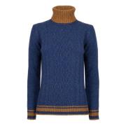 Blauwe Turtleneck Aran Sweater Vrouwen Gallo , Blue , Dames