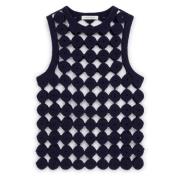 Blauw Gebreid Vest Wales Bonner , Blue , Dames