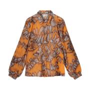 Pittige Oranje Print Blouse Summum Woman , Orange , Dames