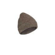 Taupe Yak Beanie Ribbel Gebreid Unisex Isabel Benenato , Beige , Dames