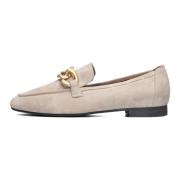 Beige Suède Mocassins met Gouden Detail Notre-v , Beige , Dames