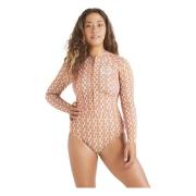 Salty Dayx Half Zip Swimsuit Billabong , Beige , Dames