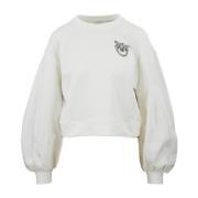 Vogels Geborduurd Logo Sweatshirt Pinko , White , Dames