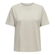 Basis Beige T-Shirt Zilveren Voering Only , Beige , Dames