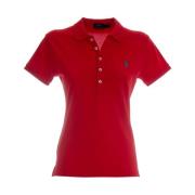 Slim-Fit Geknoopt Logo Shirt Polo Ralph Lauren , Red , Dames