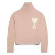 Alpaca Turtleneck Sweater Rose Ami Paris , Pink , Heren