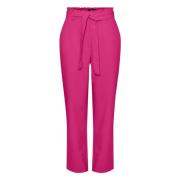 Paperbag Straight Pants Lange broek Pieces , Pink , Dames