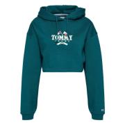 Super Crop Modern Prp 1 Hoodie Tommy Jeans , Green , Dames