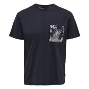 T-shirt Only & Sons , Blue , Heren