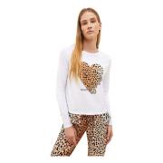 T-shirt met dierenprint hart Longsleeve T-shirt Liu Jo , White , Dames