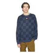 Skater Checkerboard Sweater Tommy Jeans , Blue , Heren