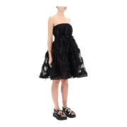 Bloemen Geborduurde Tule A-Lijn Jurk Simone Rocha , Black , Dames