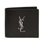 Bifold-portemonnee met logo Saint Laurent , Black , Heren